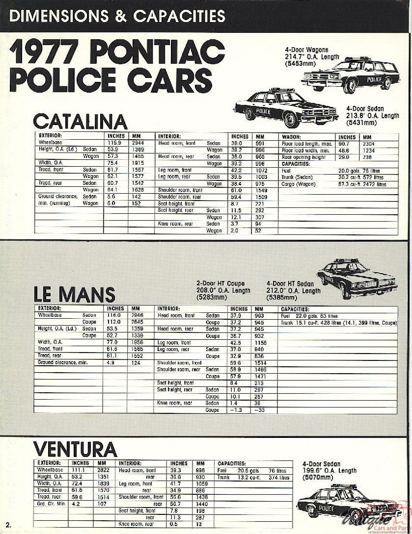 1977 Pontiac Police Cars Brochure Page 2
